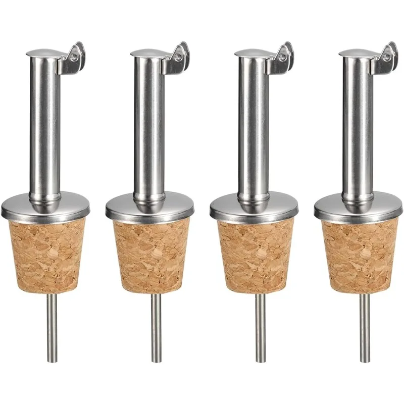 Edelstahl-Flaschenausgießer, automatisch umklappbarer Olivenöl-Ausgießer, Weinflaschenstopper im Kork-Design, für Porenflüssigkeit, Olivenöl, Wein – Detail 1