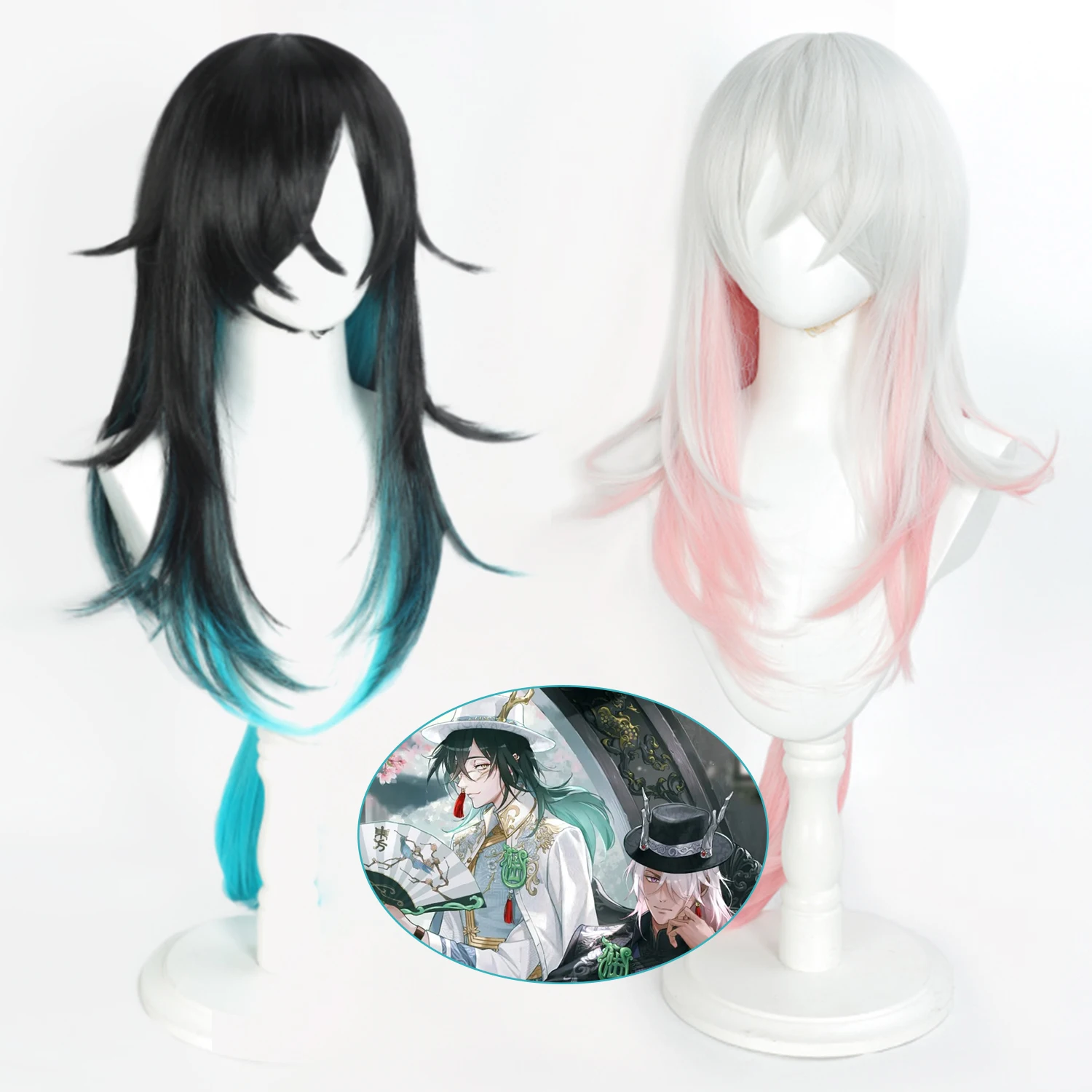 

Парик аниме Black Guard White Guard Косплей парики Identity V Черно-белый постоянный игровой парик для ролевых игр Синтетический парик для аниме