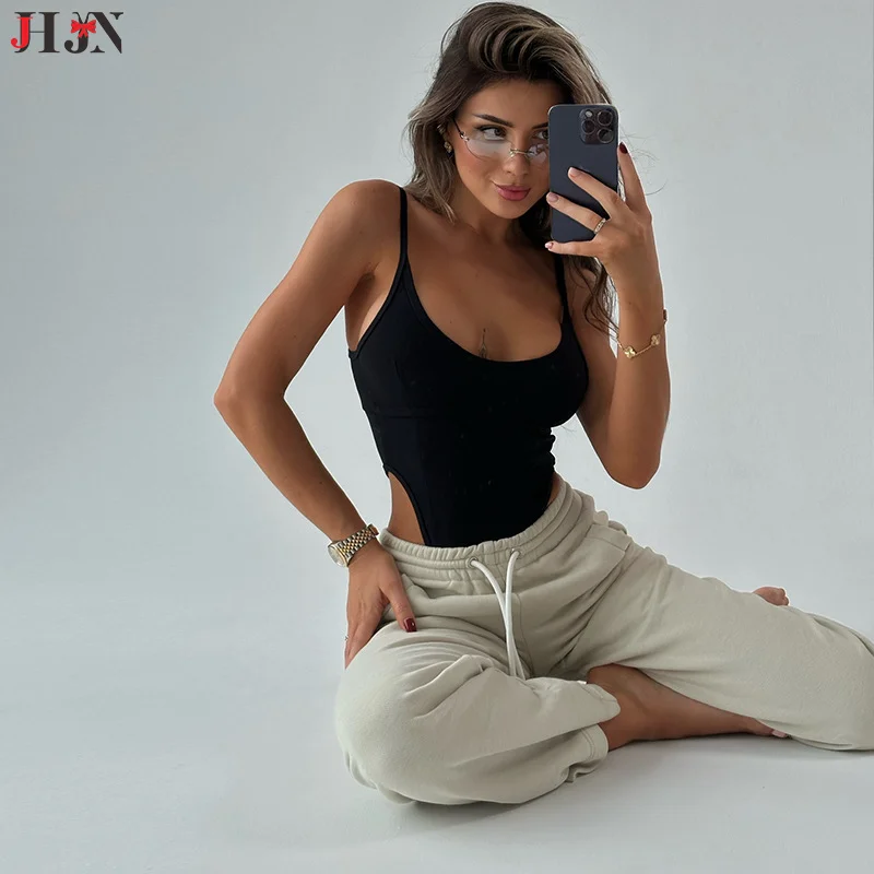 Women Fashion Hollow Out Backless Jumpsuit Sexy U-Neck High Waist Romper Slim Fit Beach Vacation Outfit Hot Girl Style Casual
