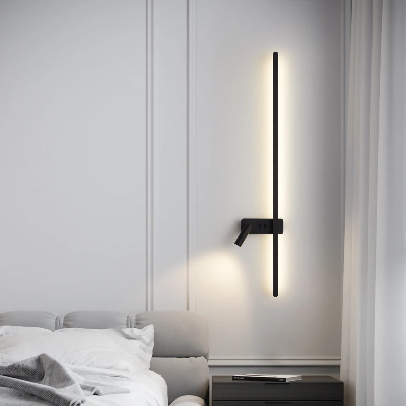 Luz LED de pared para interiores, candelabro de Fondo Nórdico moderno para sala de estar, sofá, lámpara con interruptor, iluminación de cabecera,