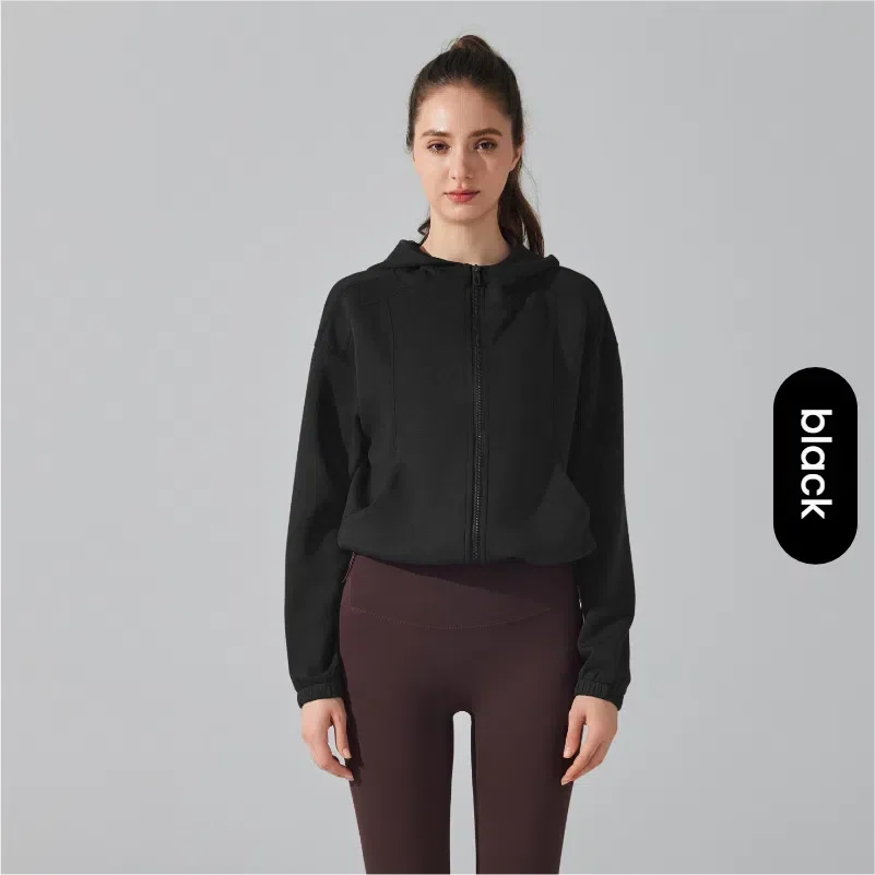 Women's Fall Winter Hooded Zip Up Sweatshirt Jacket Loose Fit Fleece Yoga Coat Warm Sports Outdoor Pullover Gym Running Tops