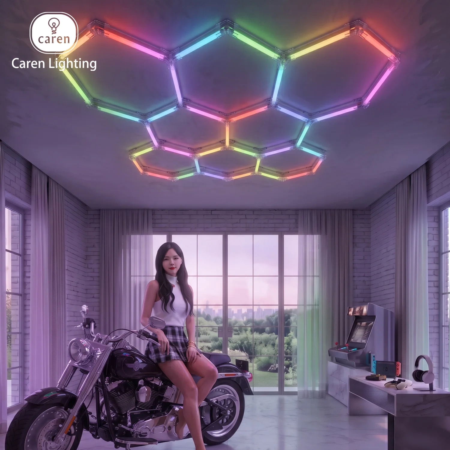 RGB Hexagon Lights Music Sync LED RGB Changeable Color Speed Adjustable DIY Color Matter Over Thread Smart Home