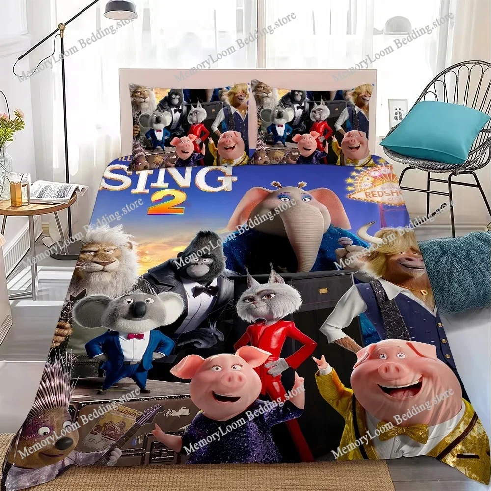 Classic Cartoon S-Sing 2 Duvet Cover Set Home Style Bedding Soft Laundry Cotton Bed Student Dormitory Gift Home Textileextile963