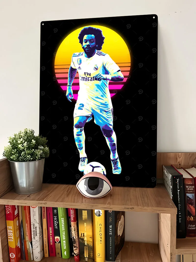 مارسيلو ريترو ملصق فني لكرة القدم علامة معدنية مخصصة لكرة القدم صفيح علامات جدار الفن الديكور زينة للمنزل رجل الكهف