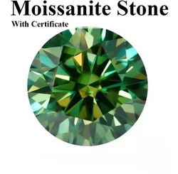 Moissanite Stone Round Cut Yellow Green Colour VVS1 Gemstone Charms Beads Advance Jewelry Making Materials With GRA Certificate