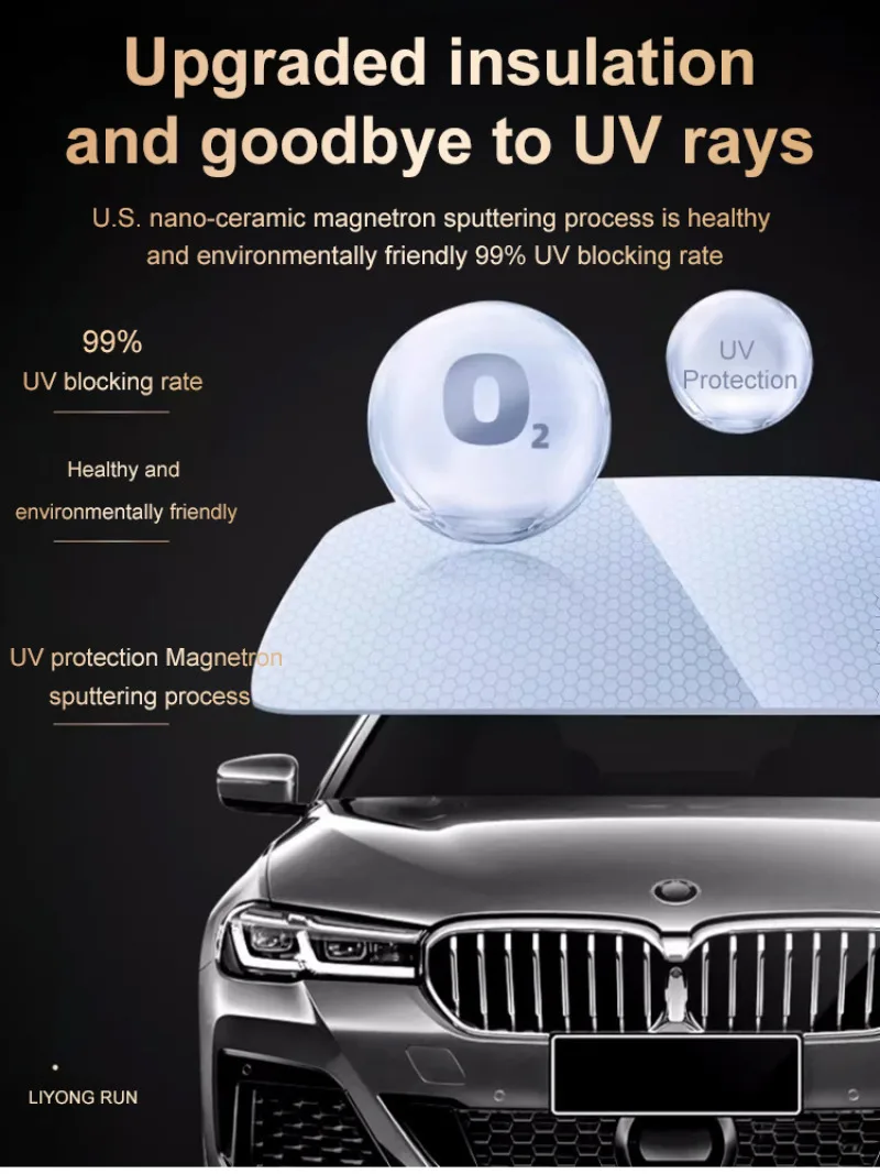 Anti-Peeping Sun Film, Auto Sun Film, Fácil Instalação, Alta Transmitância