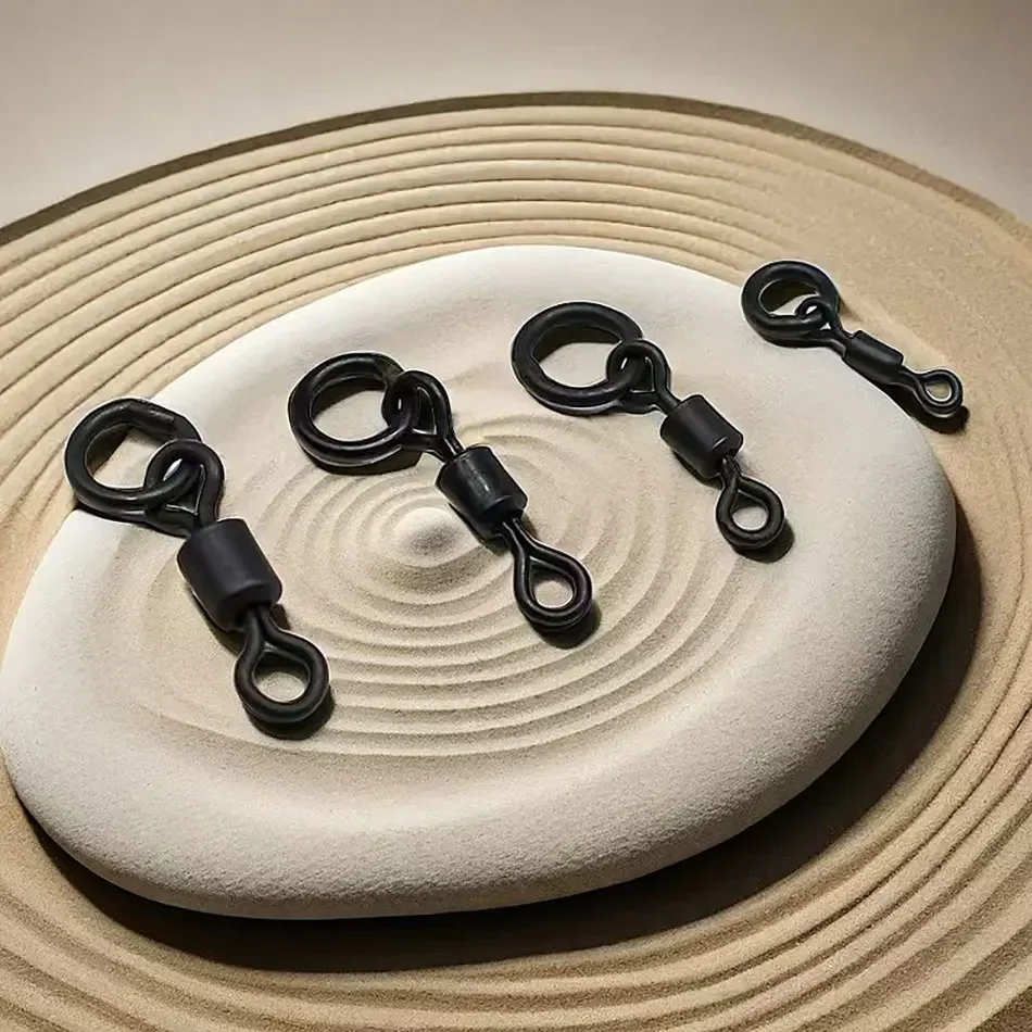 MNFT 50 Stück Micro Flexi Hakenwirbel 4 Größen, Karpfenangeln Mini Ringhakenwirbel, Terminal Angelzubehör – Detail 2