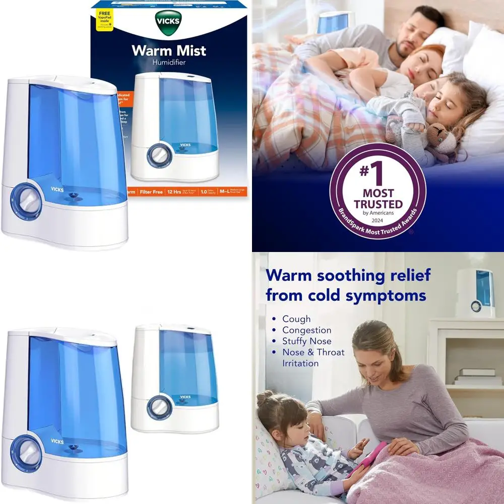 

Увлажнитель воздуха без фильтра на 1 галлон с функцией автоматического отключения, ночником, совместимостью с VapoPad и VapoSteam