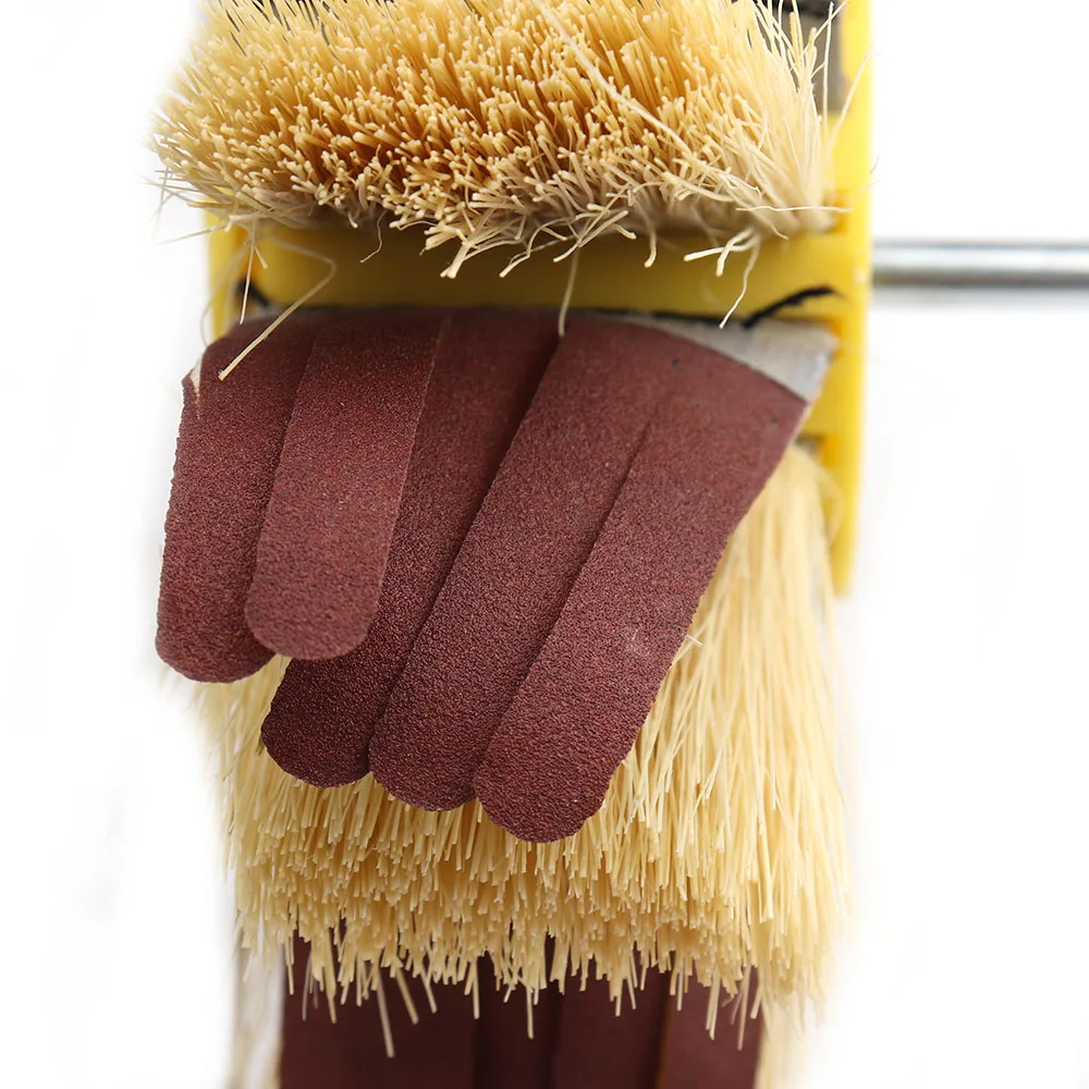 1PC 150mm*6mm Shaft Mounted Sisal & Emery Cloth Bristle Polishing Brush Wheel for Wood Primer Sanding 80-400Grit