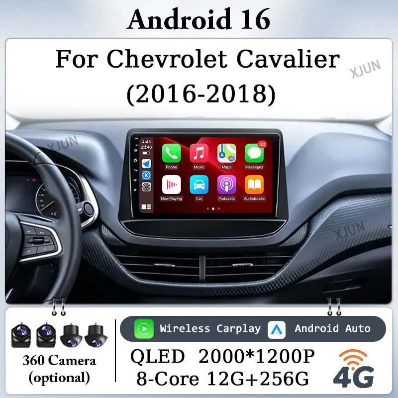 9 inch For Chevrolet Cavalier  2016-2018 Car Radio GPS Navi Wireless CarPlay Android 16 Auto BT DSP WiFi QLED IPS Touch Screen