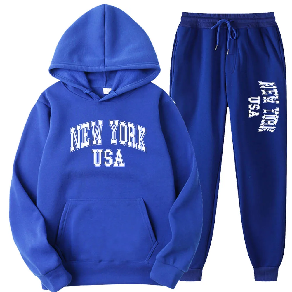 New York Printed Men/Women Hoodie Set Creativity Crewneck Clothing Fashion Oversize Sweatshirt Fashio Crewneck Hoody Male