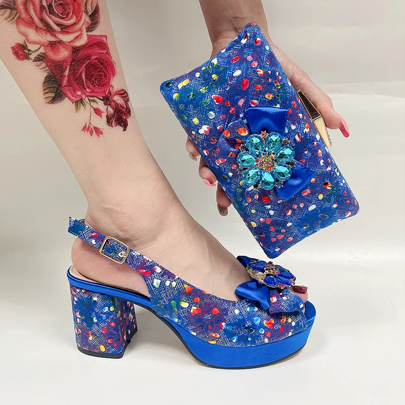 Fashionable Top Italian Designers 2023 Luxury Elegant Clutch Bag Prints Bowknot Bright Diamond Summer Women's High Heels Shoes