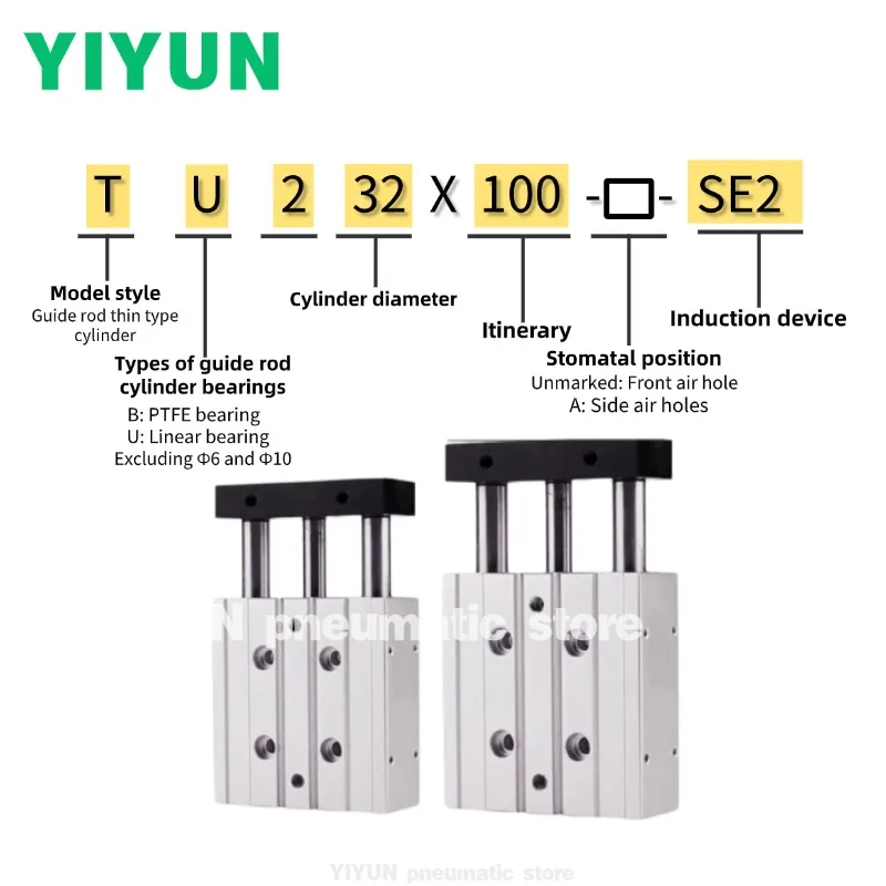 

Цилиндр YIYUN серии TU2 с направляющей штангой TU2-12, TU2-16, TU2-20X200, TU2-20X175, TU2-20X150, TU2-20X125, TU2-20X100, 75, 50, 40, 30, 20, 10