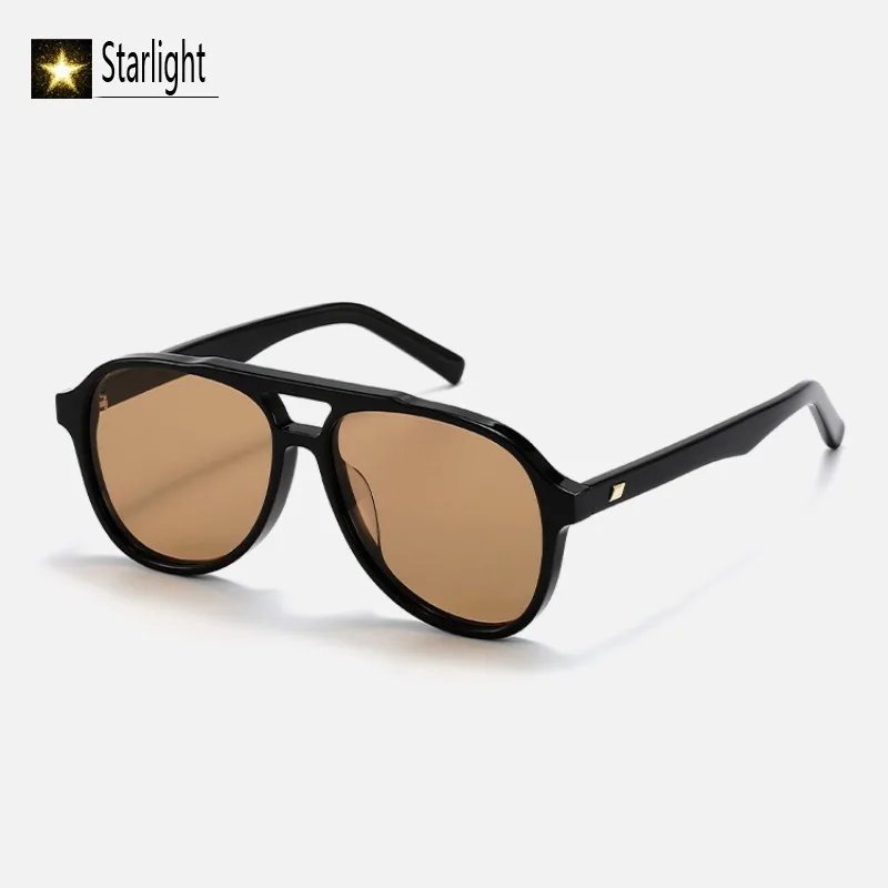 

Солнцезащитные очки 2026: Большая оправа, черные, из ацетата, с двойной перемычкой, для женщин и мужчин, в стиле пилот, UV400, для активного отдыха, ретро, 141 мм