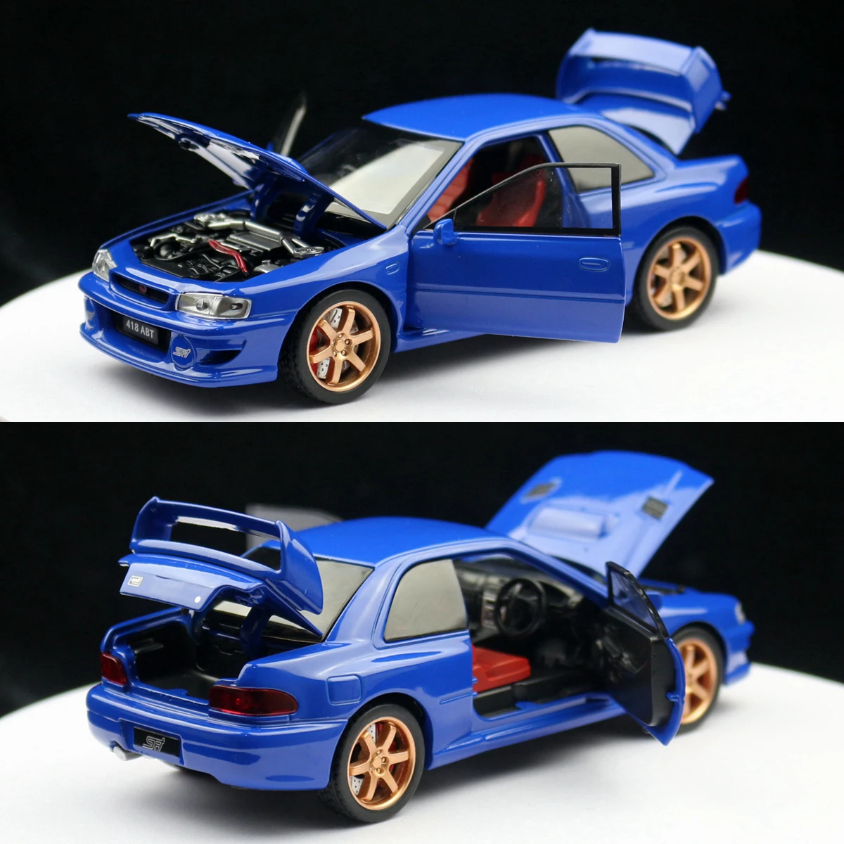 Subaru Impreza WRX 22B STI JDM, modelo de coche de juguete, vehículo de Metal fundido a presión, sonido y luz en miniatura, colección de regalo para niños, 1/32