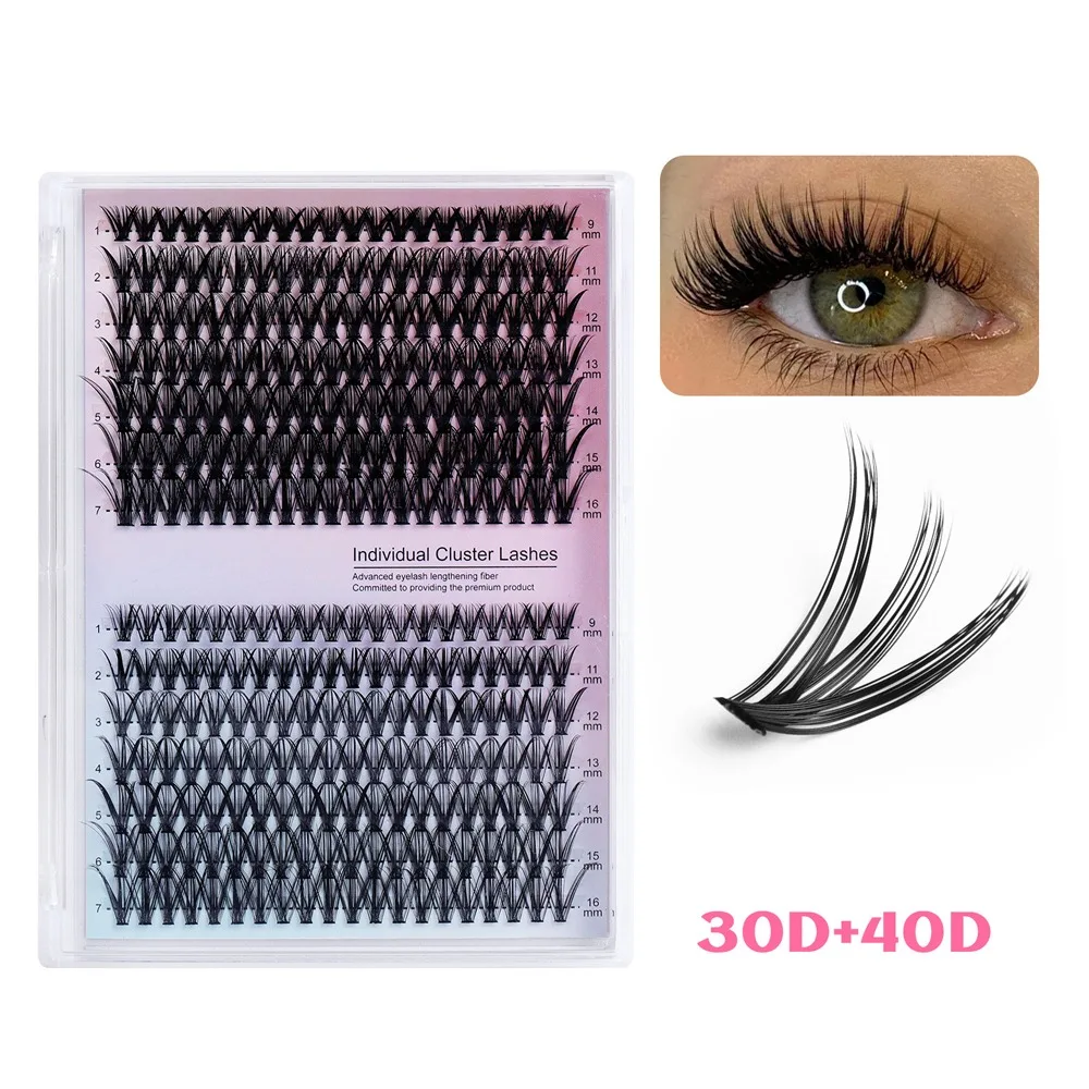 Natural Look False Eyelashes Bond and Seal Wispy Style 3D Faux Mink Lash Cluster Design DIY Lash Extension Kit
