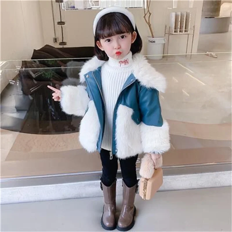 Girls Coat Jacket Cotton Windbreak Snowsuit 2023 Beauty Winter Autumn Faux Fur Outwear Children\'s Clothing