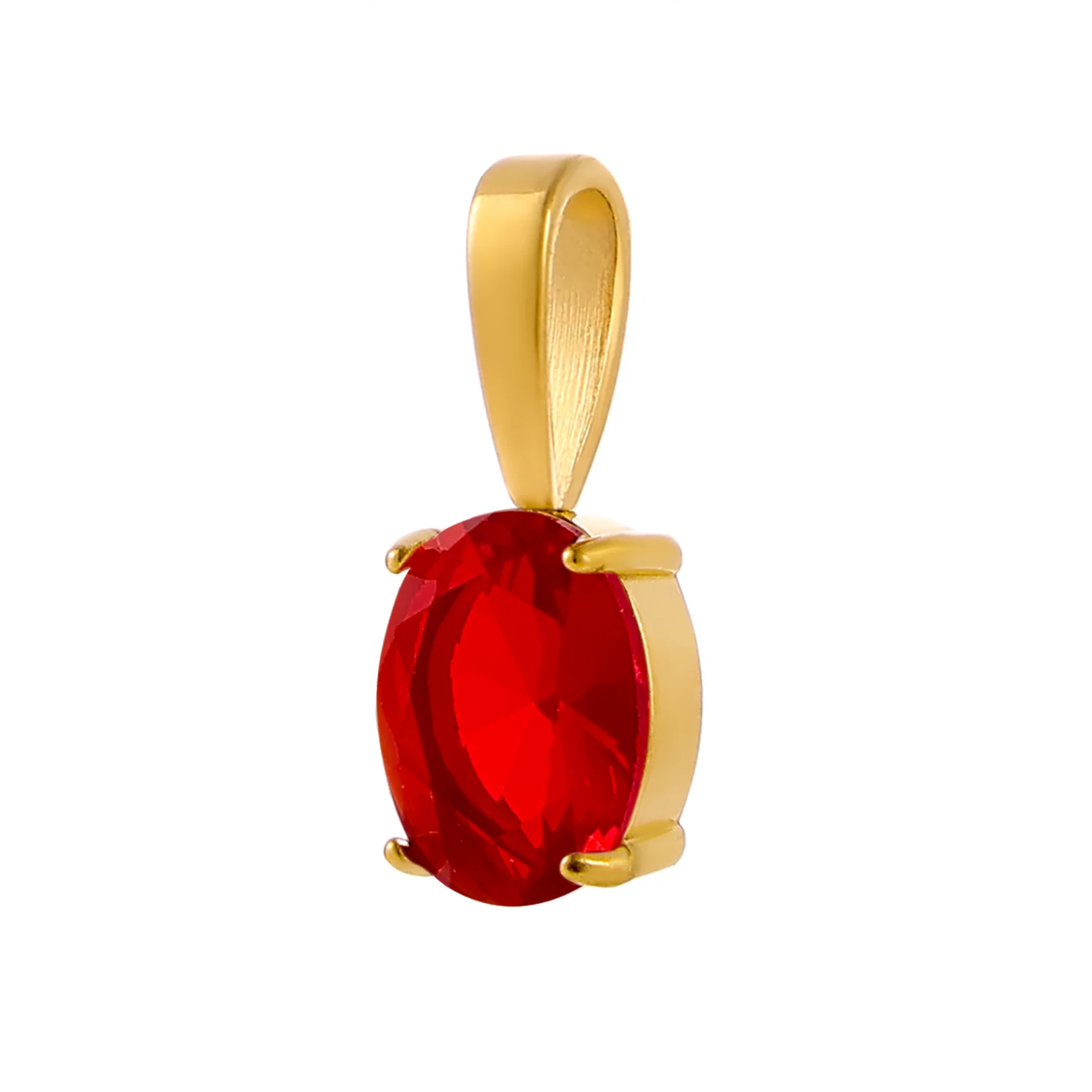 CARLIDANA Vintage 12 Birthstone Colorful Oval Shape Red Crystal Pendant DIY Jewelry Charms in Gold Color Pendant For Women image 4