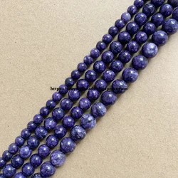 Genuine Semi-precious Natural Purple Russia Charoite Stone Round Loose Beads 6 8 10mm For Jewelry Making DIY