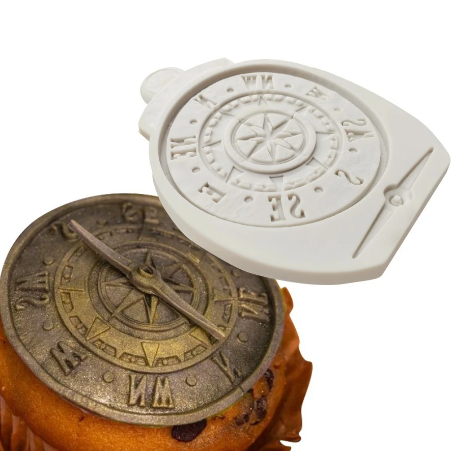 Antique Compass Silicone Mold Fondant Cake Decor Silicone Molds Sugarcrafts Chocolate Baking Tools Cakes Gumpaste   K625