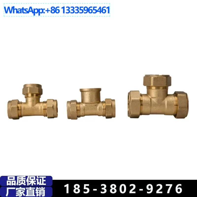 

5Pcs solar gas pipe tee joint 15mm copper fitting T type, three-way pipe joint with hexagonal nut