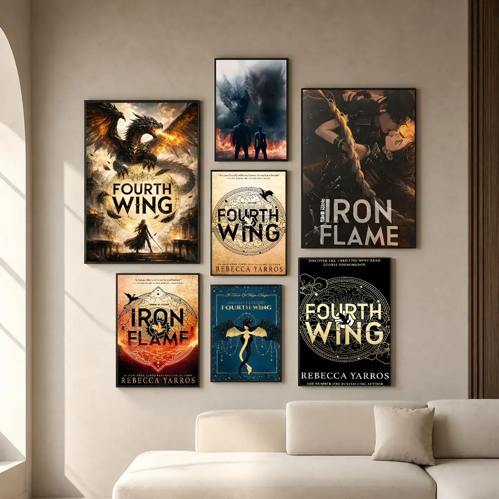 Book T-The Empyrean Fourth Wing Poster PP Self-Adhesive Removable HD Waterproof Wall art Suitable Bedrooms Living Rooms Gifts