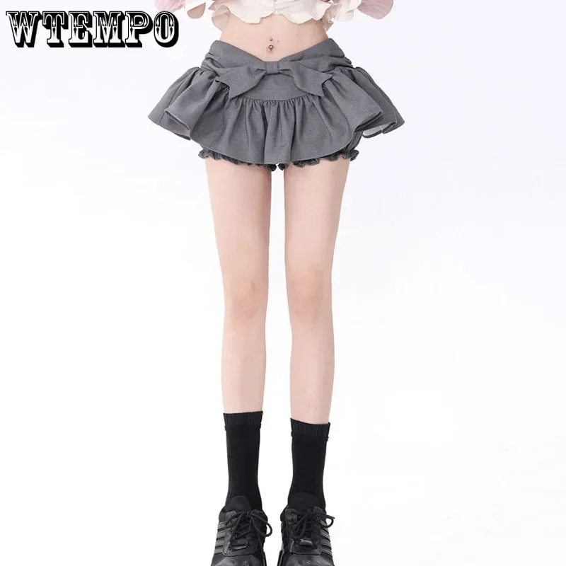 Cute Fluffy Cake Skirt Sky Blue Bow Women Mini Skirt Slim Sexy Hotsweet American Hottie Preppy Style Korean Fashion Summer