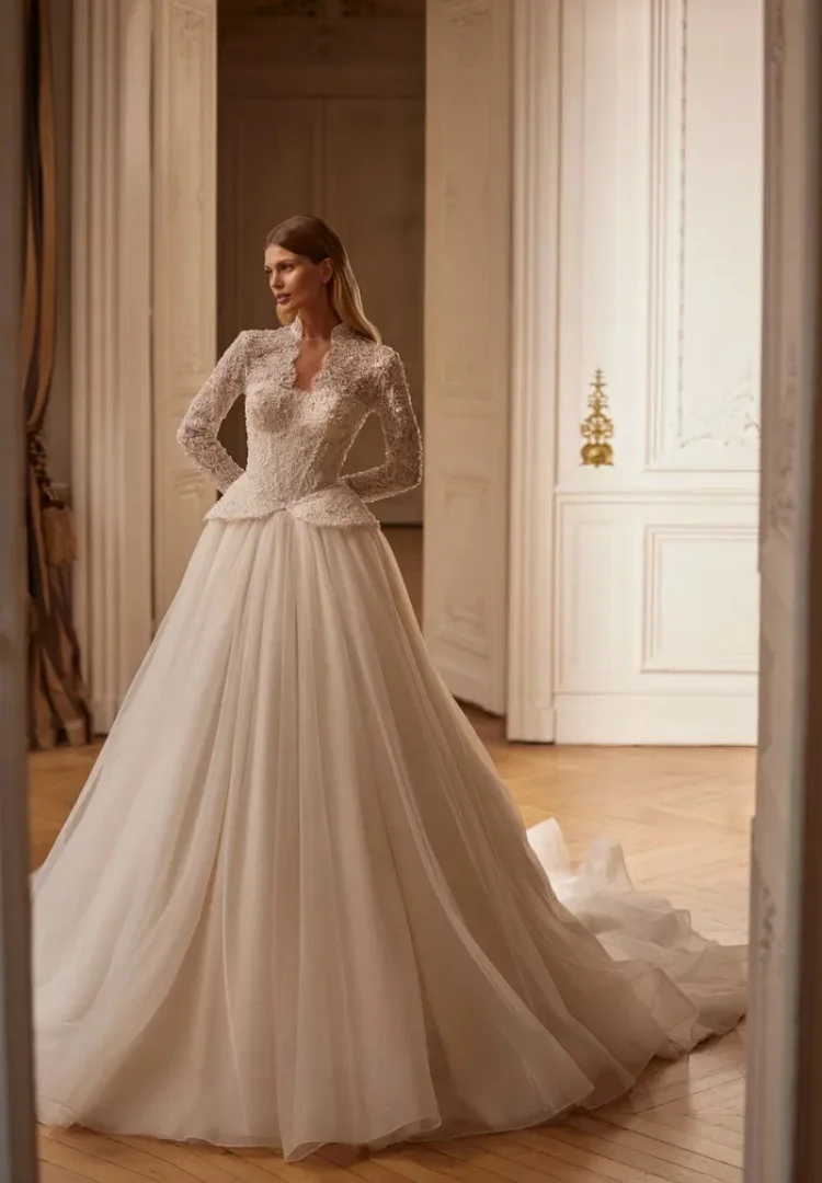 

Lace Wedding Dresses Ball Gown For Bride Vestidos 2 En 1 Desmontable Boda Long Sleeve Luxury 2025 De Novia Princesa Alta Costura