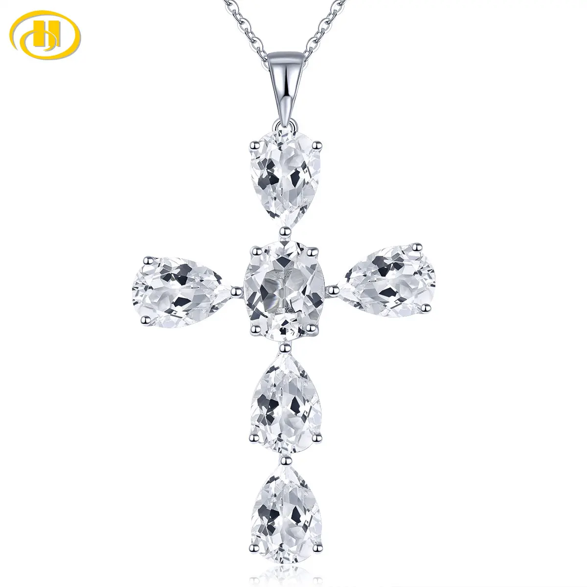 

Натуральный белый топаз, однотонные подвески из стерлингового серебра, 14,8 карата, натуральный драгоценный камень, дизайн креста, S925, ювелирные изделия, женские подарки