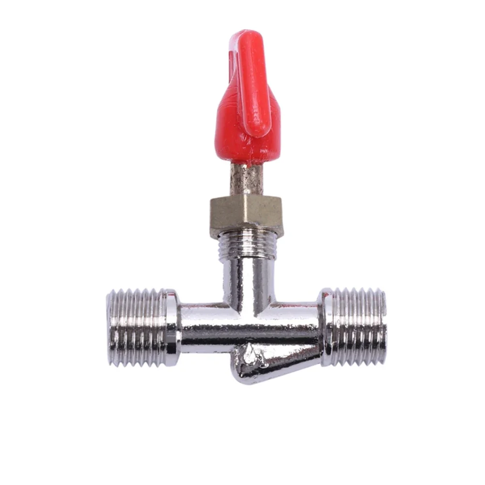 Acessórios para compressor de ar, 2 peças, alça de três vias, interruptor de válvula manual de metal, 13mm 10mm, rosca macho, válvula liga-desliga