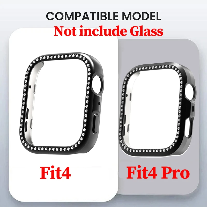 Funda de PC ostentosa para Huawei Watch Fit 4 4Pro, protector de cristal de diamante para Huawei Watch Fit 4 Fit 4Pro, correa protectora de reloj