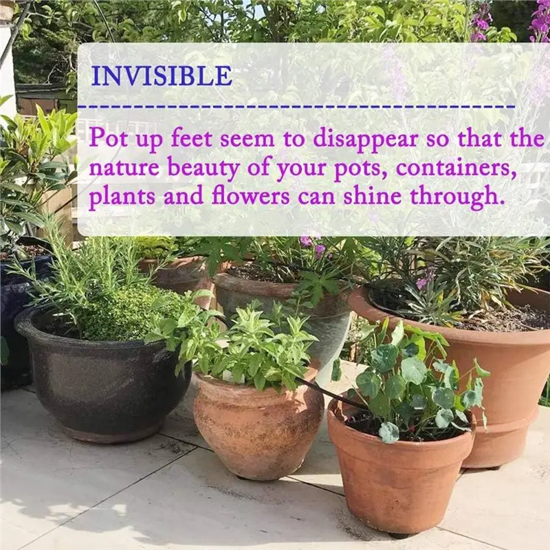 M11K-Solid Rubber Pot Risers With 24 Pack Invisible Pot Feet, Enhanced Non-Slip Surface Grip For Plants And Flowers