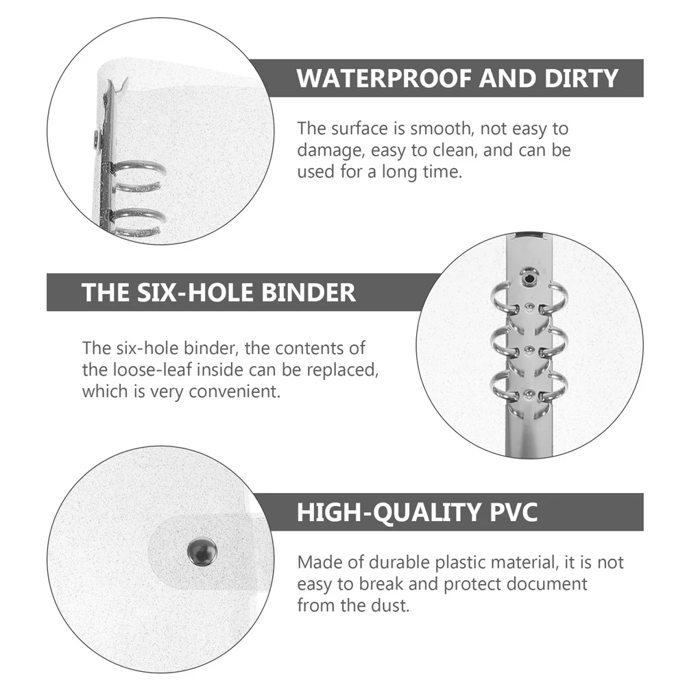 2 قطعة غطاء بولي كلوريد الفينيل دفتر فضفاض ورقة مخطط قذيفة عالية المتانة ستة حلقة الموثق للفصول الدراسية المدرسة مخطط شخصي الموثق #3