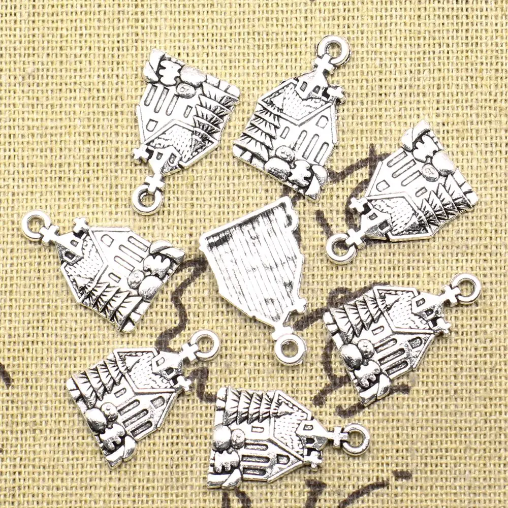 Jewelri Make Handmade Products Charms Churches Antique Silver Color Pendant Necklac 22x14mm 10pcs