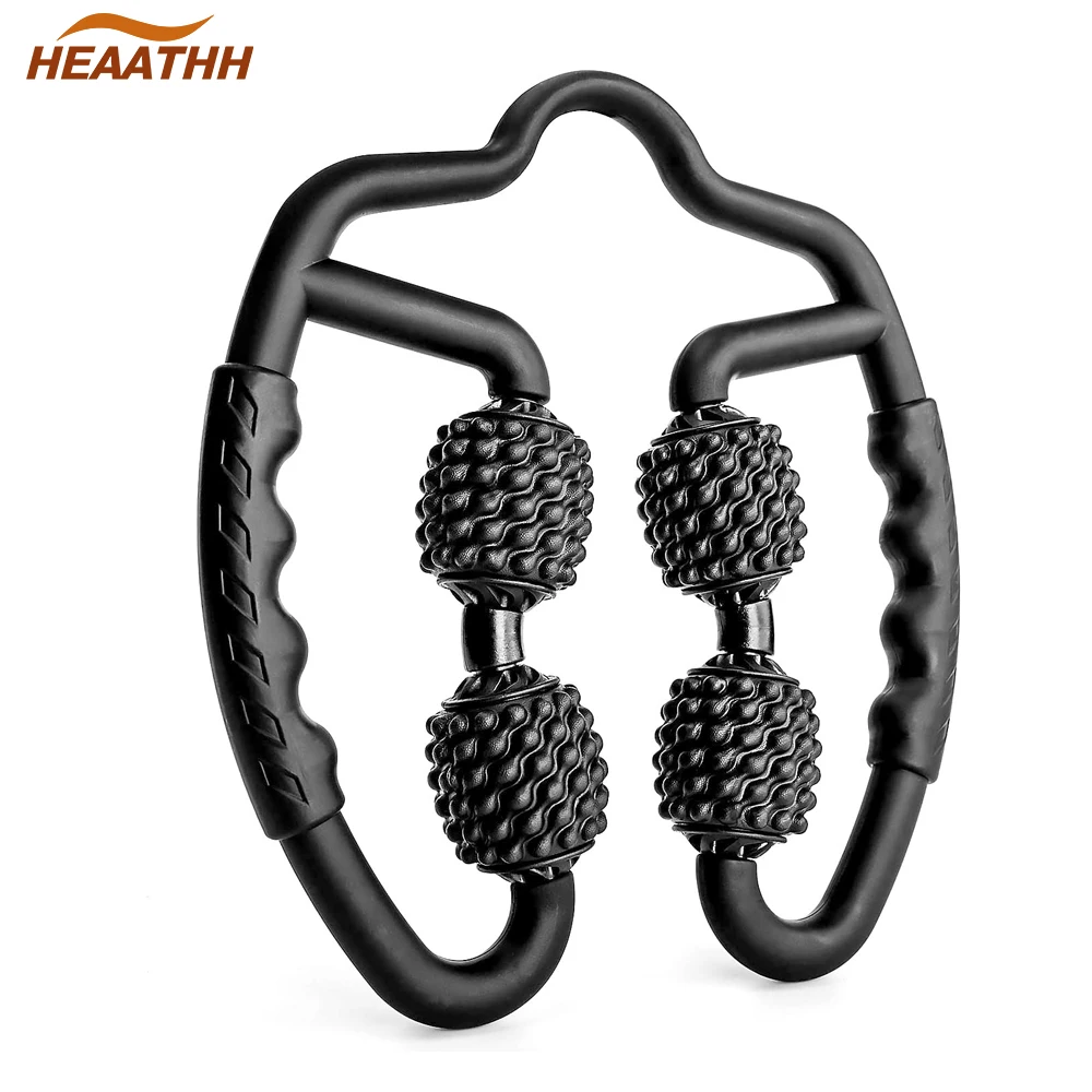 

Массажный ролик из пены для глубоких тканей, массажер для мышц на 360 °, ручной двухугловой массажный ролик из пены для ног, шеи, массажер для рук