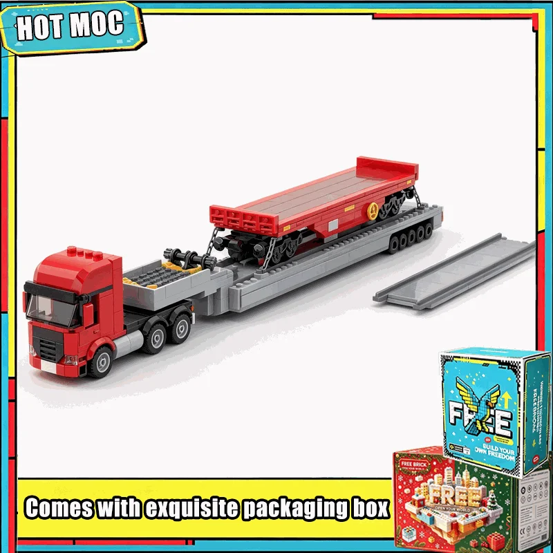 592 PCS Customize SLT Heavy Truck Rail Schwertransport LKW Eisenbahn MOC Building Block Model Children Assembly Christmas Gifts