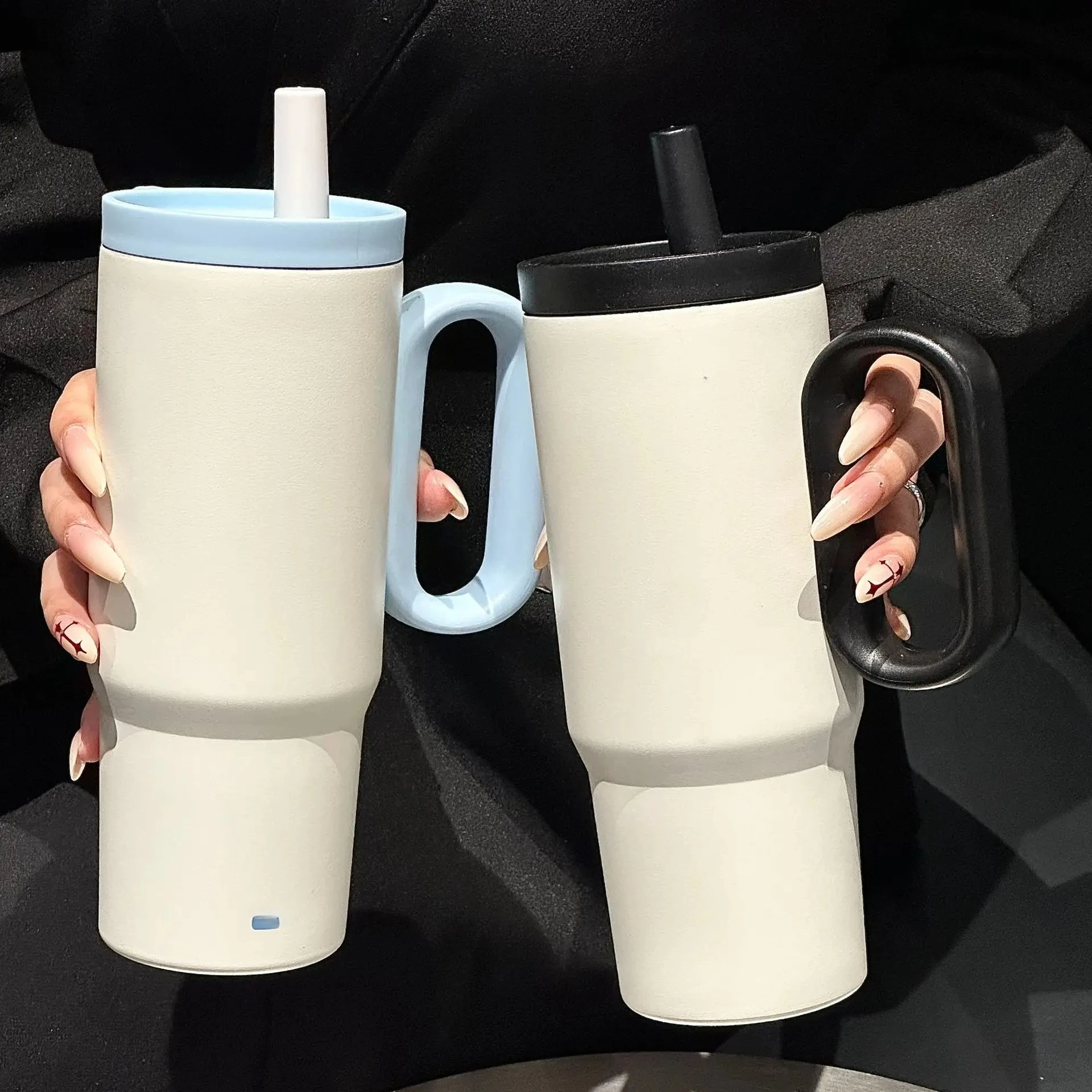 720ML Stainless Steel Thermos Cup with Straw & Handle Ice Coffee Drink Vacuum Insulated Cup Car Travel Outdoor Water Bottle