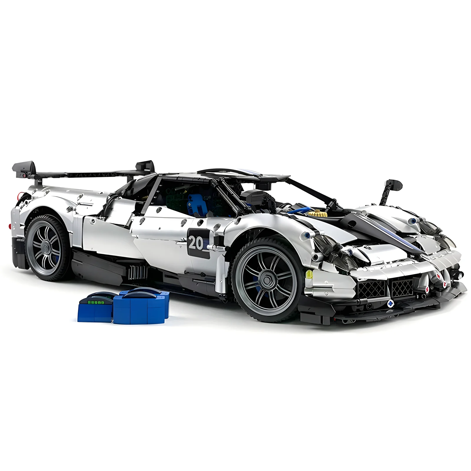 MOC-002 Placcatura in argento Super Sport Car Building Blocks Veicolo tecnico Mattoni Puzzle fai da te Assemblaggio Giocattolo Regali di Natale per i bambini