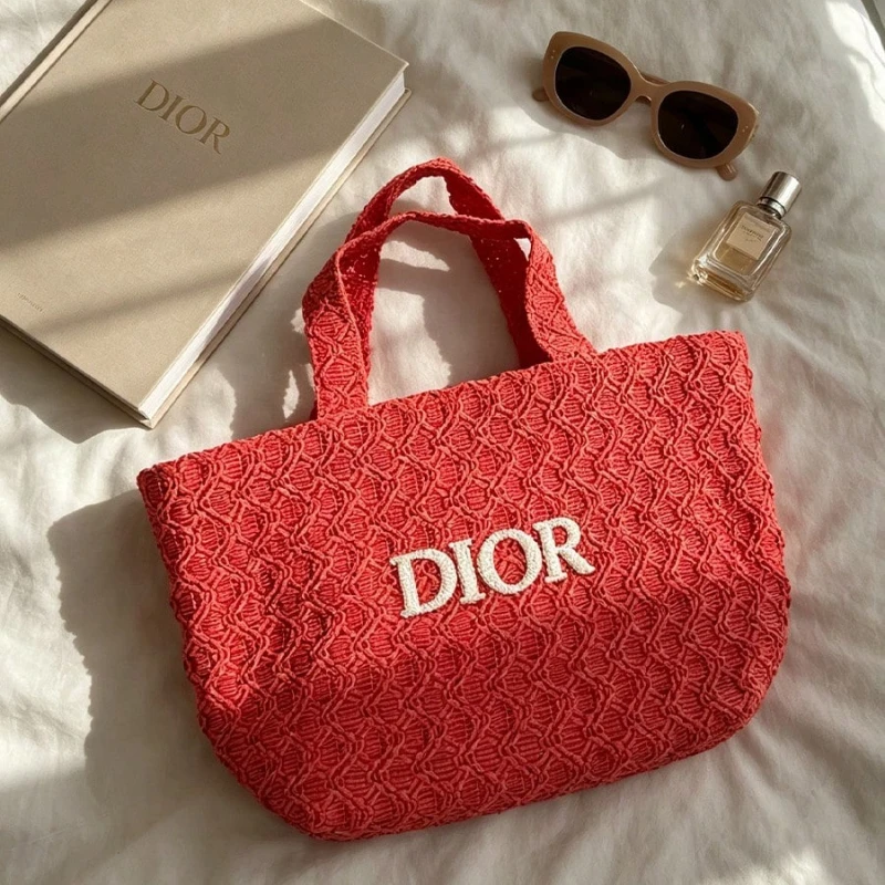Dior bag High Quality Fabric Red Cosmetic Bag Portable For Lipstick Blush Storage Fashion Makeup Pouch Perfect For Young Girls - view 2