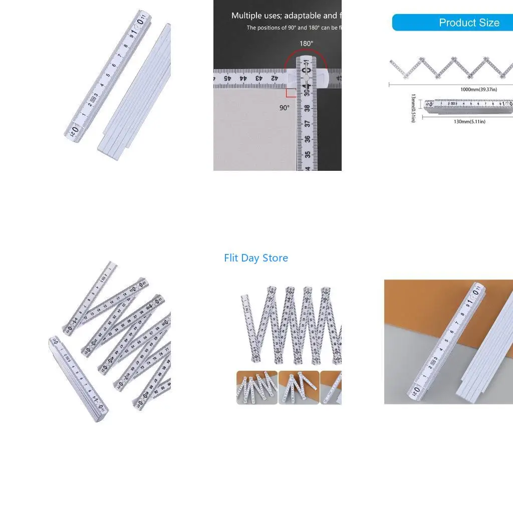 F92C 2Pcs 1meter Foldable Measuring Tool Plastic Ruler Tool for Various Application