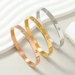18K Gold Plated Waterproof Stainless Steel Wrist Bangle Bracelet for Women Stylish Cubic Zirconia Jewelry  Charm Fashion