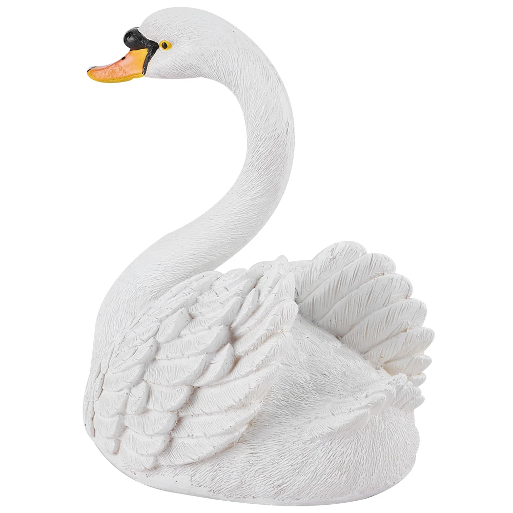 Resin Simulation Floating White Swan Figurine Ornament for Landscape Yard Gardening Decoration