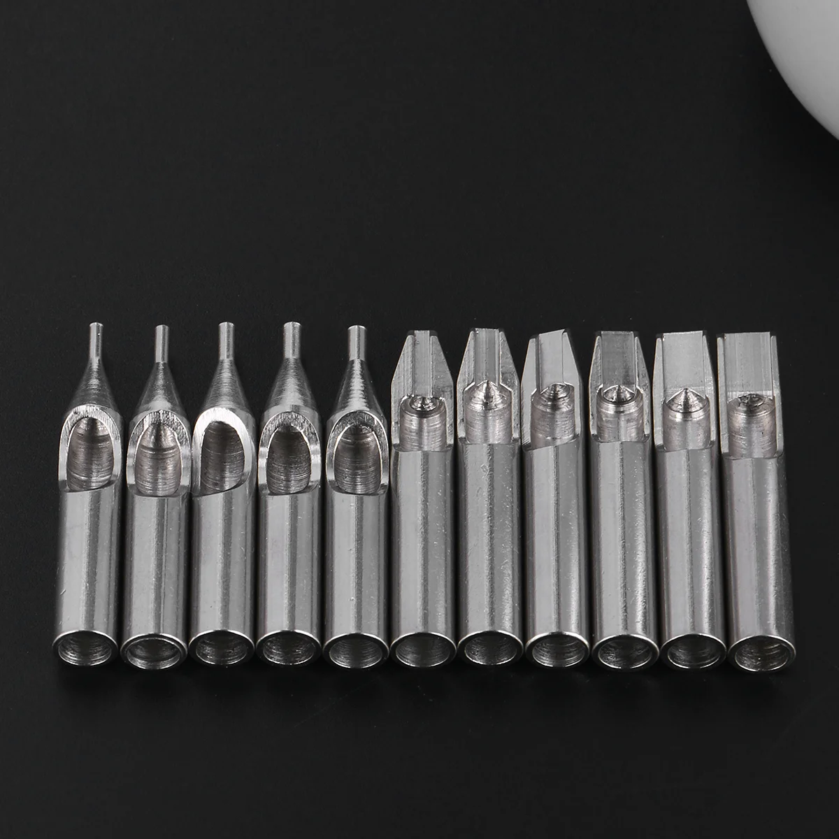 11pcs Professional Nozzle Tips Set Stainless Steel Mixed Types Needle Mouth Tips for Tattooing Supplies