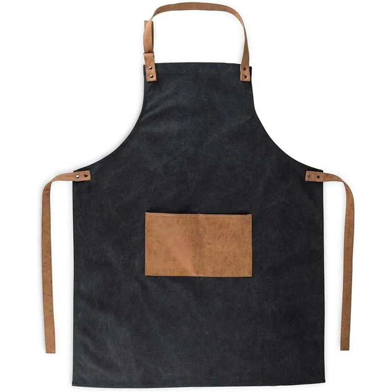 Antifouling Kitchen Apron Adjustable Canvas Protective Wear for Cooking BBQ Outdoor Activities