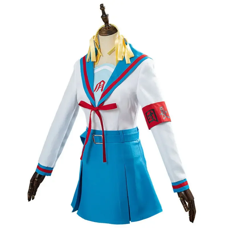 Suzumiya Haruhi Jk Uniform Cosplay kostuum Anime Geen Yuuutsu Meisjes Top Rok Outfit Pruik Halloween Carnaval Halloween Outfit Cos