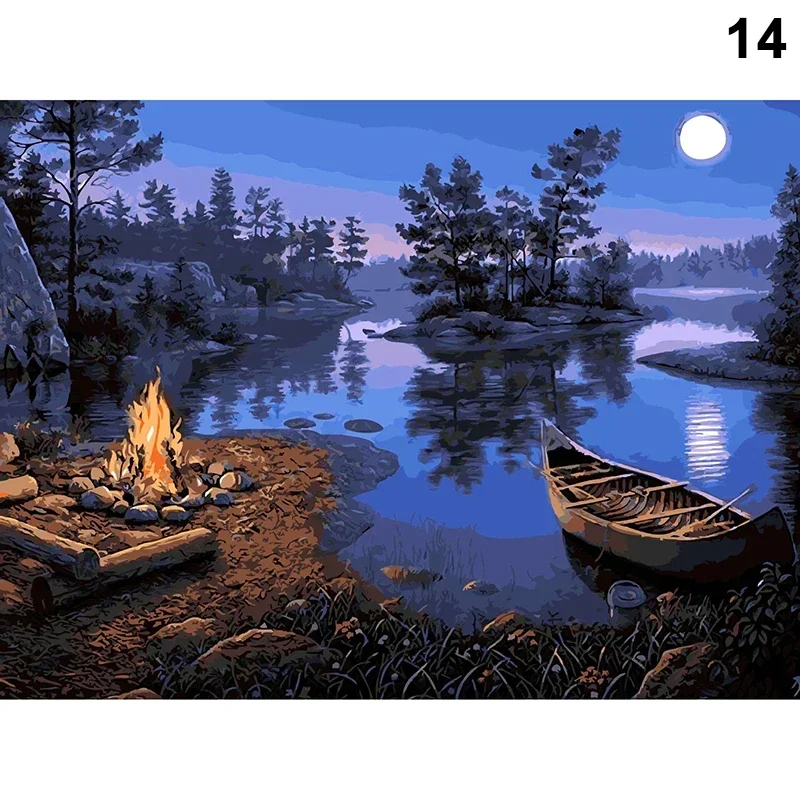 

Paint By Number for Adults Scenery Oil Painting on Canvas Handmade Landscape Paint By Numbers Kits for Home Wall Decor 40X50CM