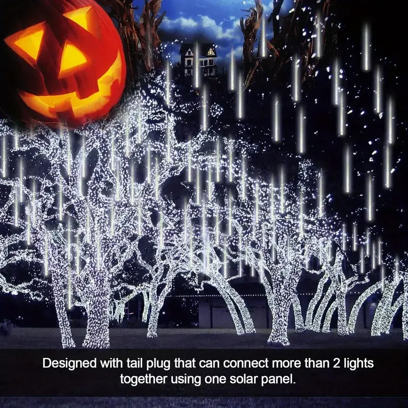 Outdoor Solar Meteor Shower Lights LED Christmas Decorations Rain Drop String Lights 8 Tubes For Xmas Tree Party Garden Decor
