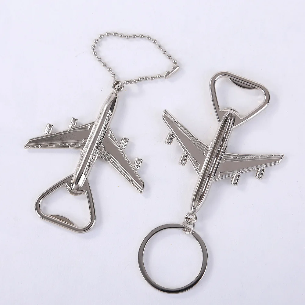 50Pcs Airplane Keychain Bottle Opener Wedding Presents For Guests Creative Birthday Gifts With Organza Bag Party Decorations