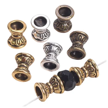 30pcs Holle Zandloper Vorm Antiek Goud/Tibetaans Zilver Kleur 6.5x5.5mm Losse Metalen Spacer Kralen voor Sieraden Maken DIY