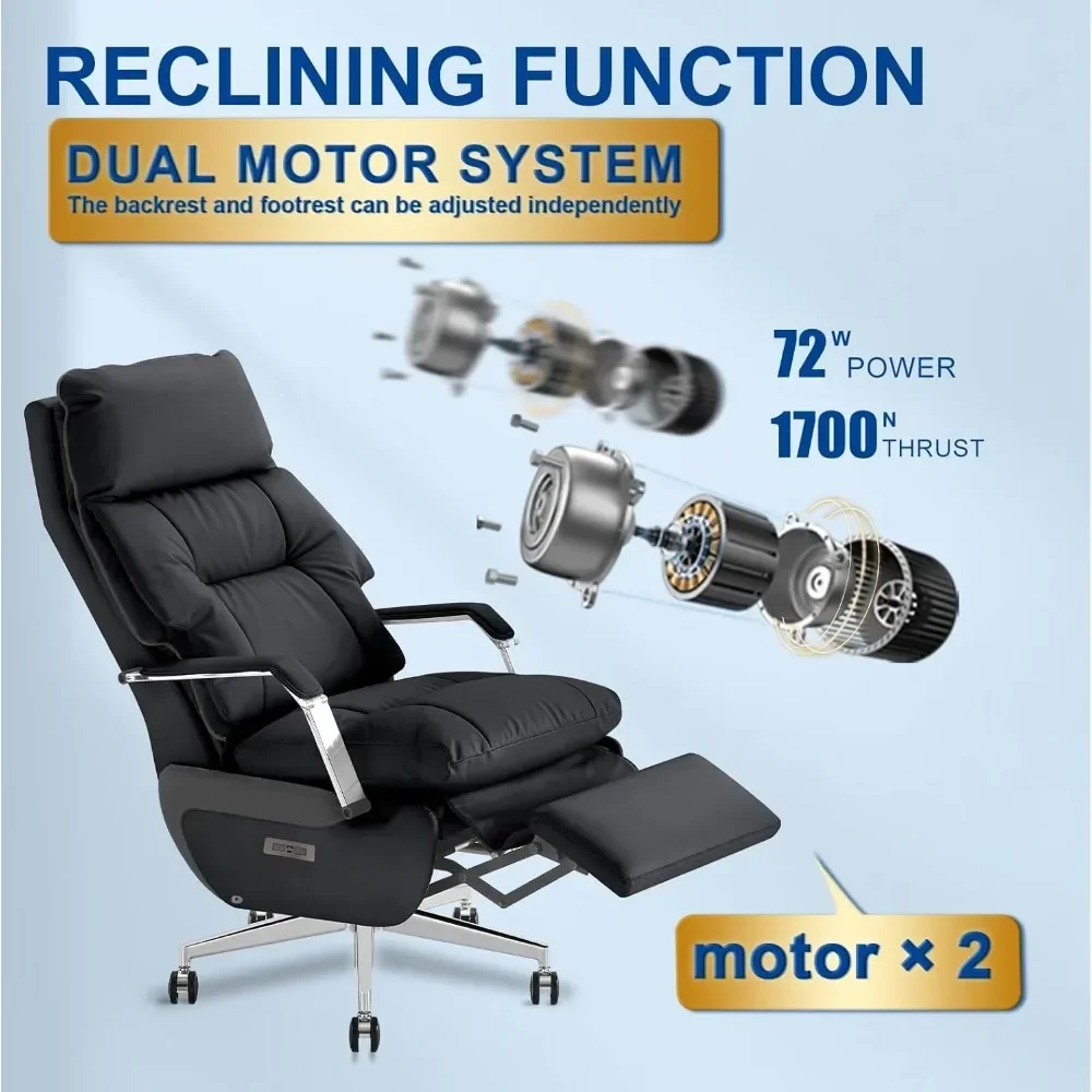 Dual-Motor Office Chair with Foot Rest,Electric Reclining,Office Chair,Office Chair,High Back Swivel,400LBS PU Computer Chair